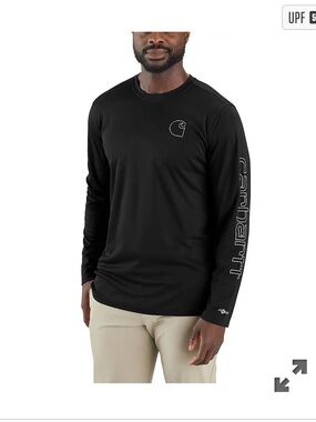 Carhartt Men’s Black Long-Sleeve Logo Tee with Sleeve Script